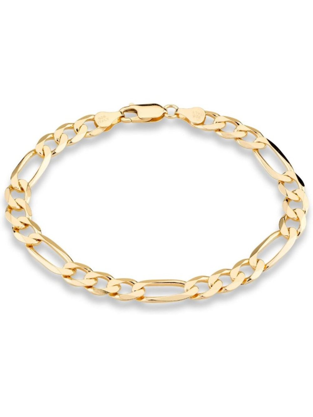 Elegant 18K Gold Plated Sterling Silver Figaro Link Chain Bracelet for Women